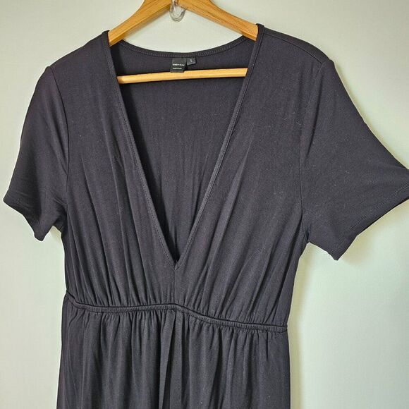 EUC SHEIN SXY BLACK DEEP V NECK TULIP STYLE MAXI DRESS SIZE L - Picture 7 of 15